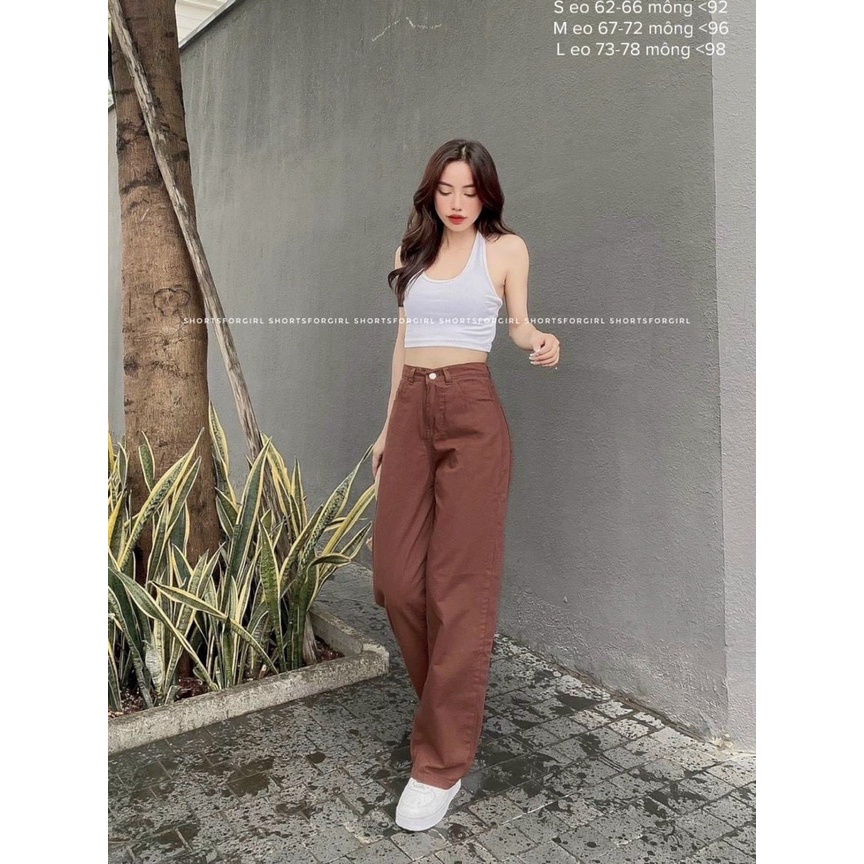 quần jeans ống đứng dáng xuông màu nâu hotrend 2022 Q680 SUTANO