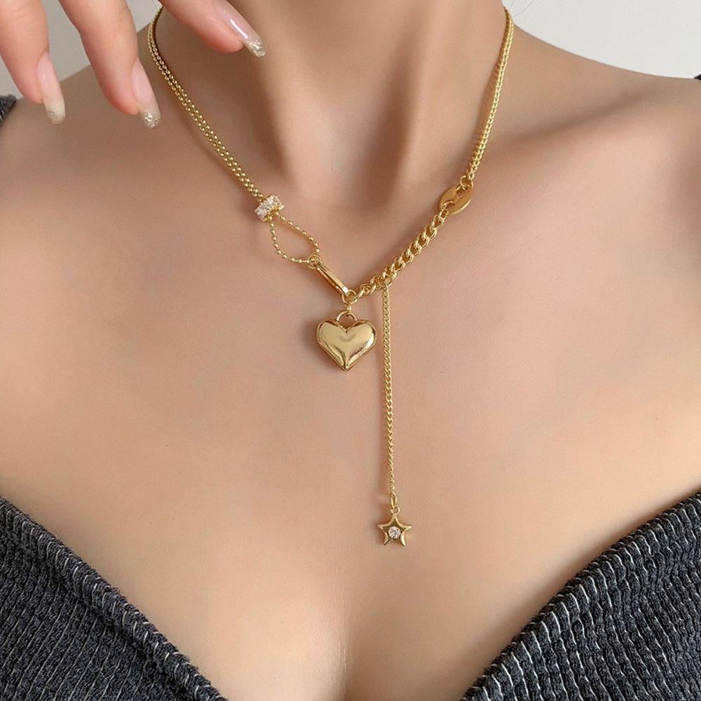 AROMA Vòng cổ Hình Trái Tim / Ngôi Sao / Trái Tim Phong Cách Hàn Quốc Cổ