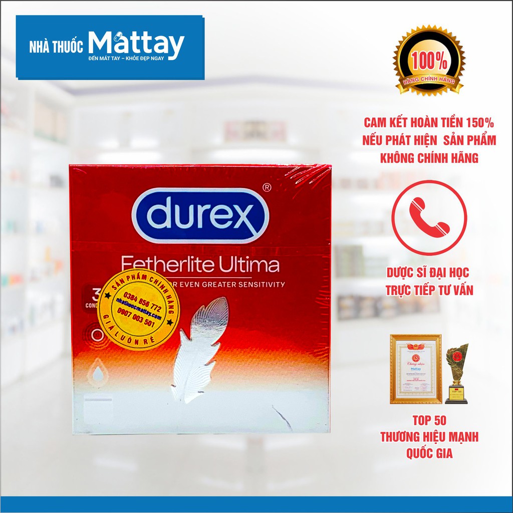 Hộp 3 Cái Bao Cao Su Durex Fetherlite Ultra Thin Feel Condoms [ Giá tốt ]