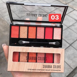BẢNG PHẤN MẮT CÓ NHŨ 6 Ô SIVANNA COLORS STREAMER SYMPHONY VELVET EYESHADOW no.3