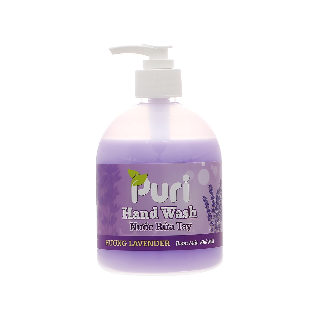 Nước rửa tay Puri hương lavender/dưa lưới/ trà xanh/táo chai 500ml