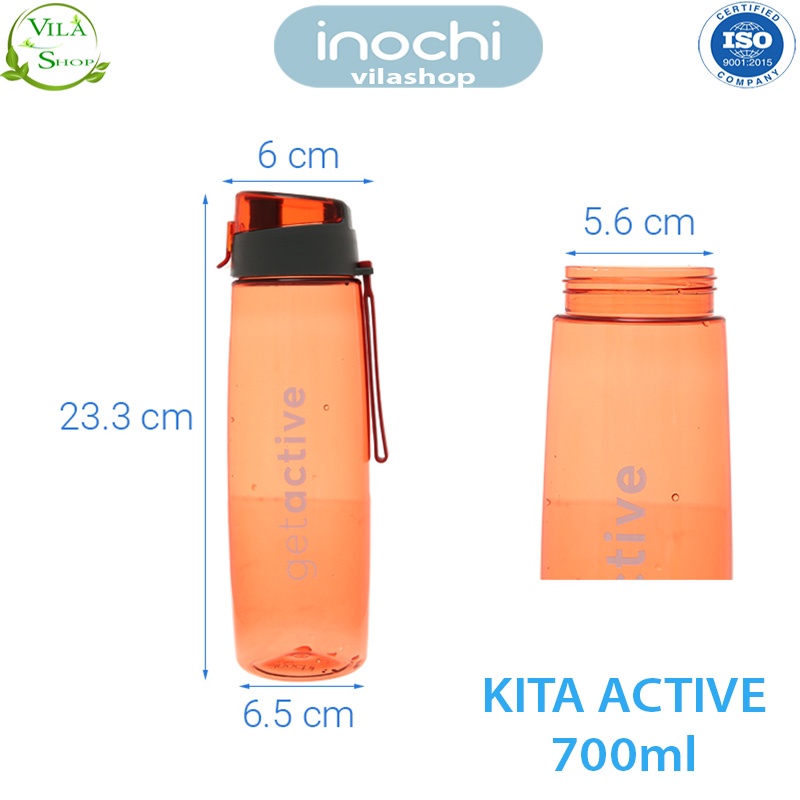 [ Chọn Màu ] Bình Nước Chịu Nhiệt, Bình Nước Thể Thao Kita ACTIVE 500ml - 700ml Chính Hãng Inochi Không Mùi Kháng Khuẩn
