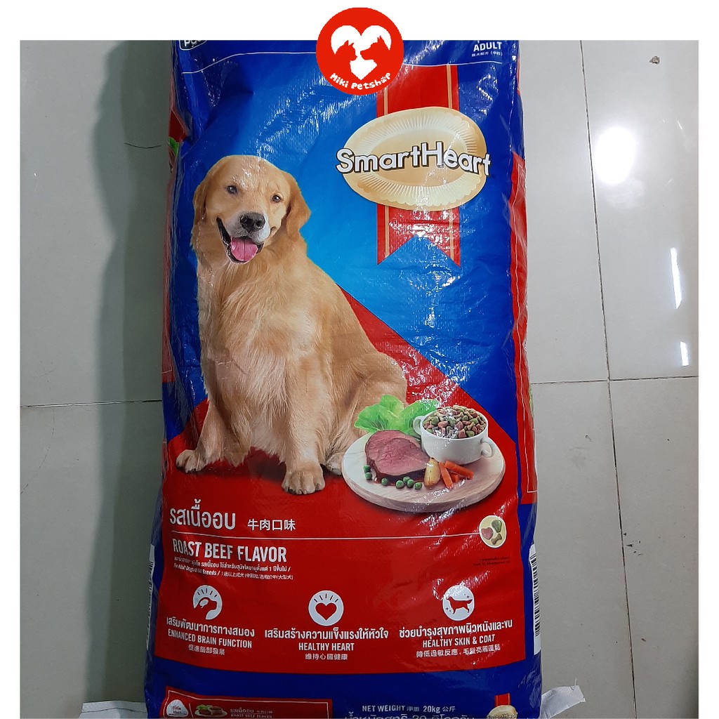 Thức Ăn Hạt Cho Chó Smartheart 20Kg Vị Bò Dành Cho Chó Lớn - Miki Petshop