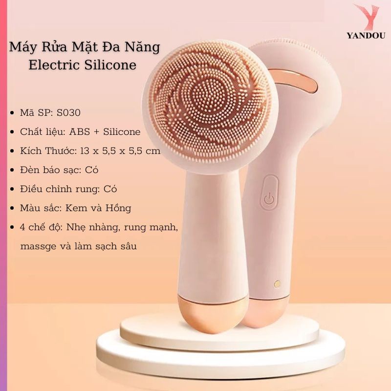 Máy Rửa Mặt Yandou S030 Bằng Điện Với Con Lăn Massage Silicone Không Thấm Nước Sạc USB
