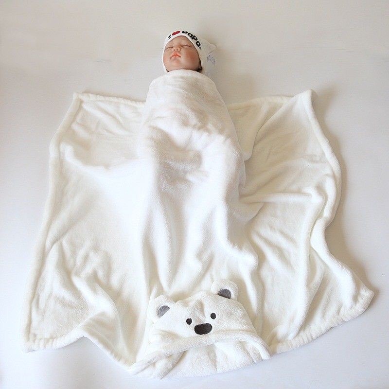 Chăn Ủ Sơ Sinh Hình Gấu Có Mũ KT 82 x 99cm, Khăn Choàng Ủ Minizon Cho Bé Babibu - CUHG
