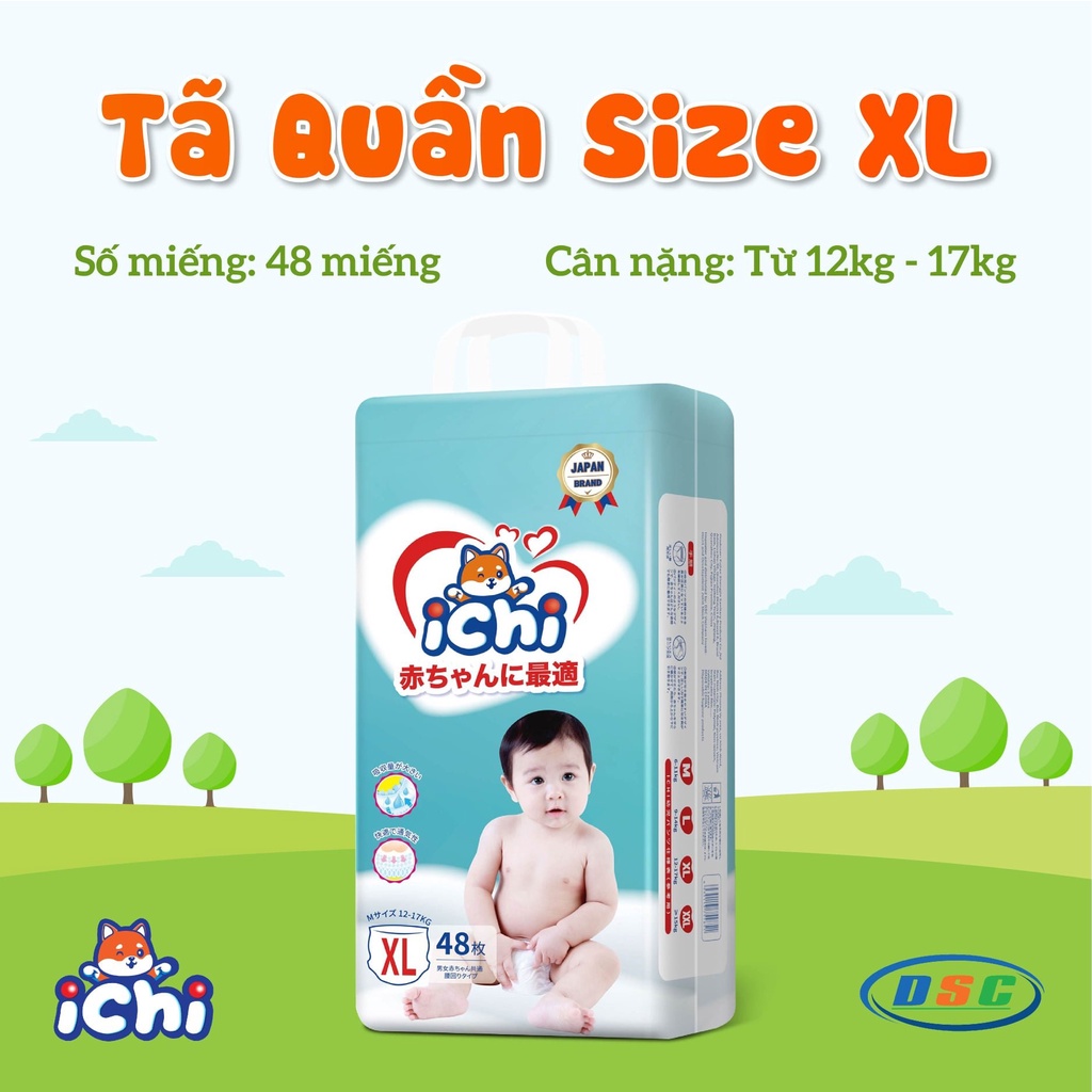 Bỉm quần ICHI suất Nhật siêu thấm hút size M52, L50 ,XL48 ,XXL46
