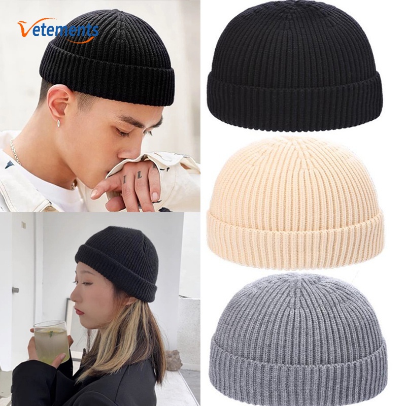 Mũ trùm đầu tròn dệt kim co giãn phong cách hip hop cá tính thời trang unisex