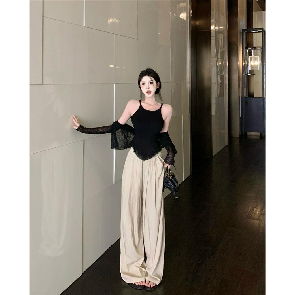 Set Áo Tank Top Hai Dây Hở Lưng + Quần Lót Quyến Rũ Cho Nữ