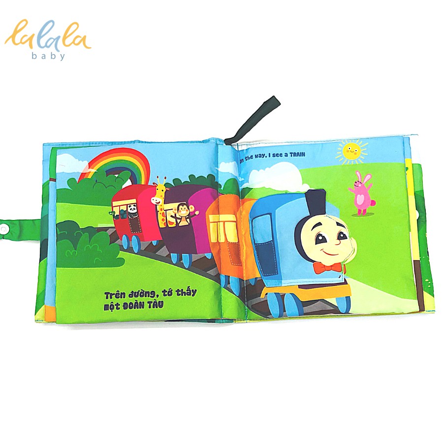 Sách vải Lalala Baby đa tương tác Bé làm tài xế nhí, kích thước 18x18cm 12 trang phương tiện giao thông cho bé 0 - 4