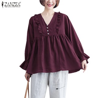Áo ZANZEA Cho Nữ Tay Dài Cổ Chữ V Quyến Rũ Hợp Thời Trang