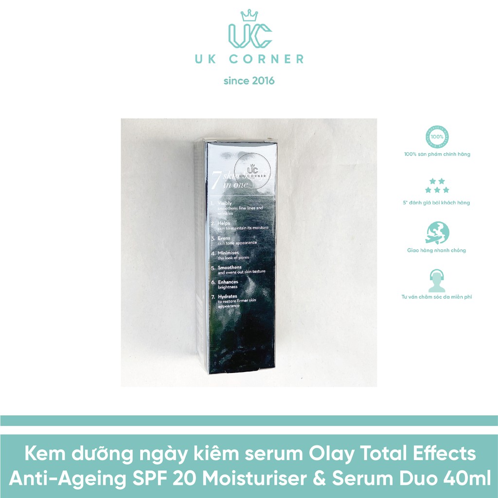 OLAY UK - Anh Quốc phân phối Kem dưỡng ngày kiêm serum 0Iay Total Effects Anti-Ageing 7-in-1 SPF 20 40 ml