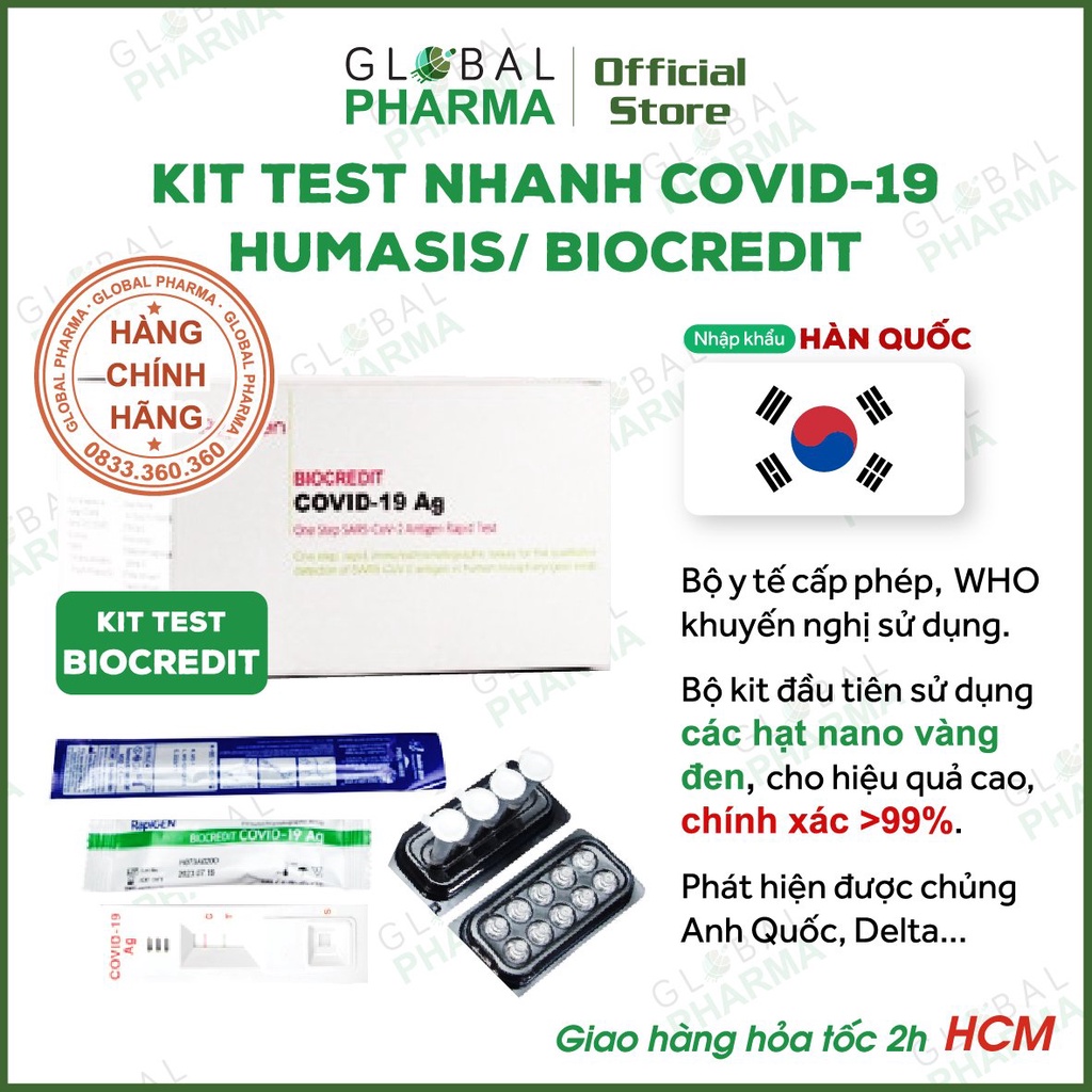 [HÀN QUỐC] - GIAO GẤP - Bộ Test Nhanh COVID 19 HUMASIS/BIOCREDIT Tại Nhà - Chính xác, Độ Nhạy Cao