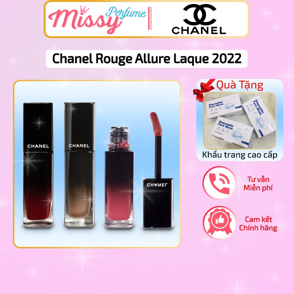 Son Chanel Rouge allure laque 2022, son kem lì Chanel chính hãng, chứa các hạt satin cho đôi môi mền mượt, căng bóng.