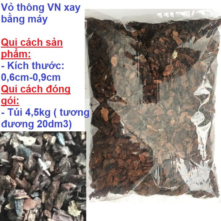 Bán sỉ Túi 4,3 kg vỏ thông trồng lan Việt Nam kích cỡ 0,6-0,9cm làm thể trồng lan. hàng nhập khẩu, hàng chính hãng.