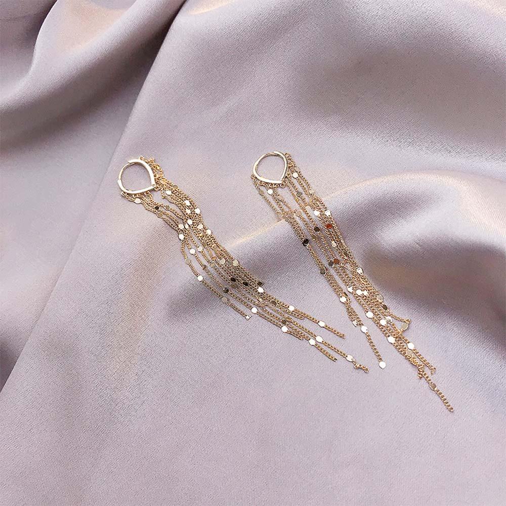 Bông Tai Dáng Dài Hình Trái Tim Bằng Kim Loại Thời Trang Mùa Thu Cho Nữ