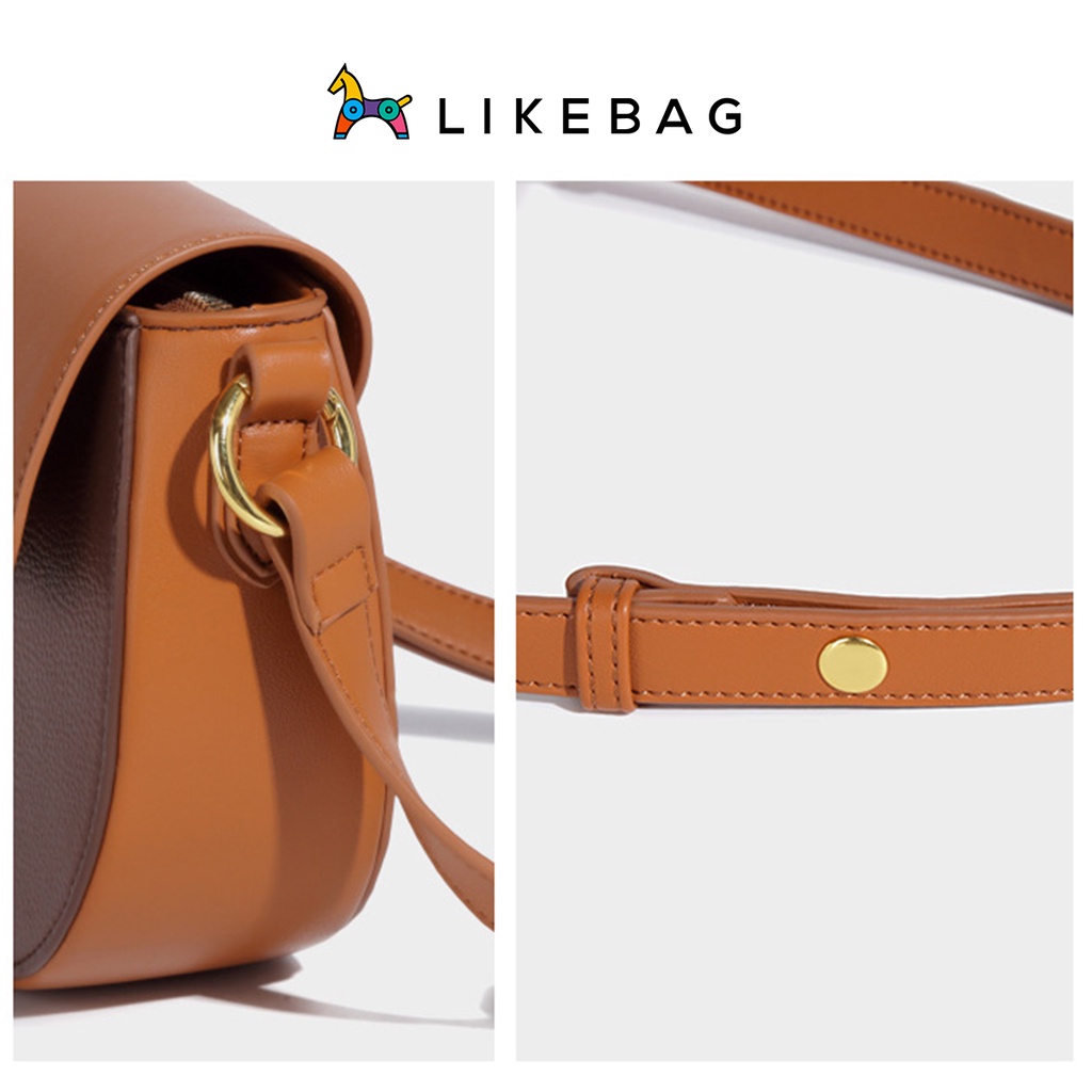 Túi xách nữ đeo chéo LIKEBAG dáng bán nguyệt phối màu thời trang 211XK6936 - LIBAGI