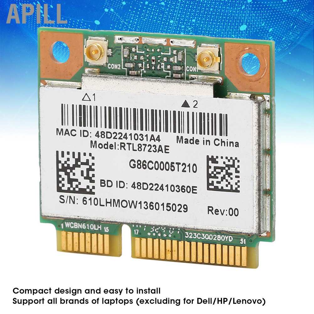 Thẻ Mạng Không Dây Apill Rtl8723Ae 300m + Bluetooth4.0 Half Mini Pci-E Wlan Wifi
