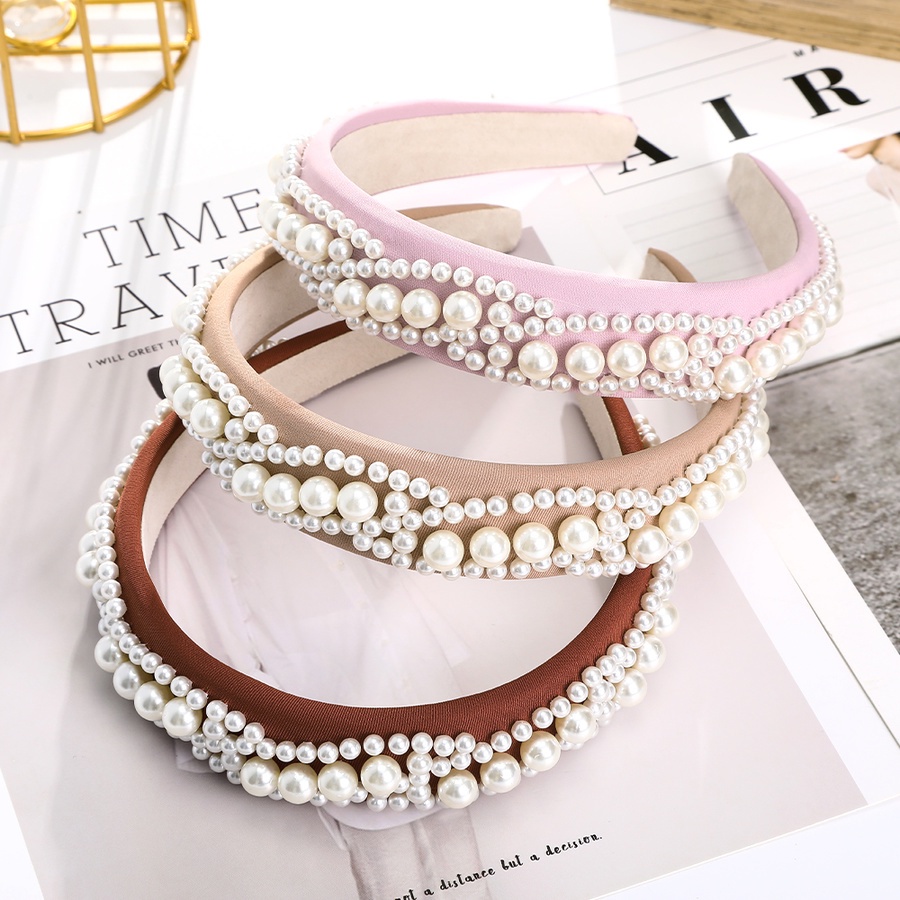 Băng Đô Cài Tóc Bản Rộng Đính Ngọc Trai Giả Thời Trang Hàn Quốc Cho Nữ