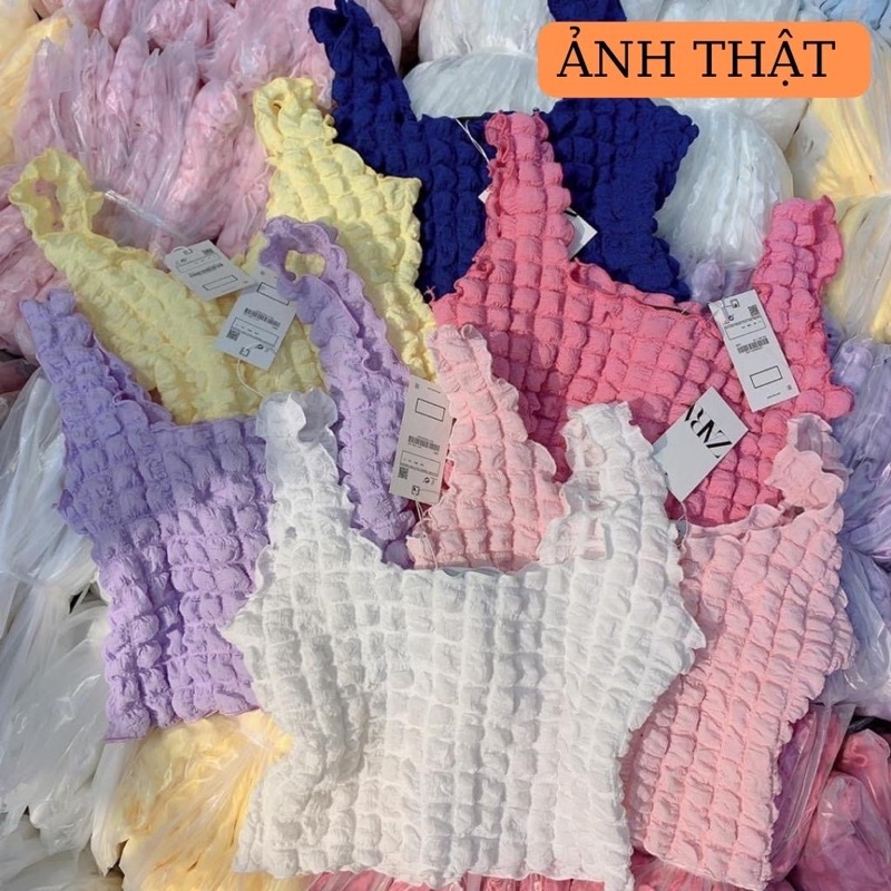 Áo Dây Bản To Croptop Nữ Xốp Nổi Phồng alohashop91