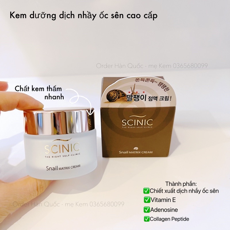 Kem dưỡng trắng và tái tạo da ốc sên Snail Matrix Cream Scinic 50ml
