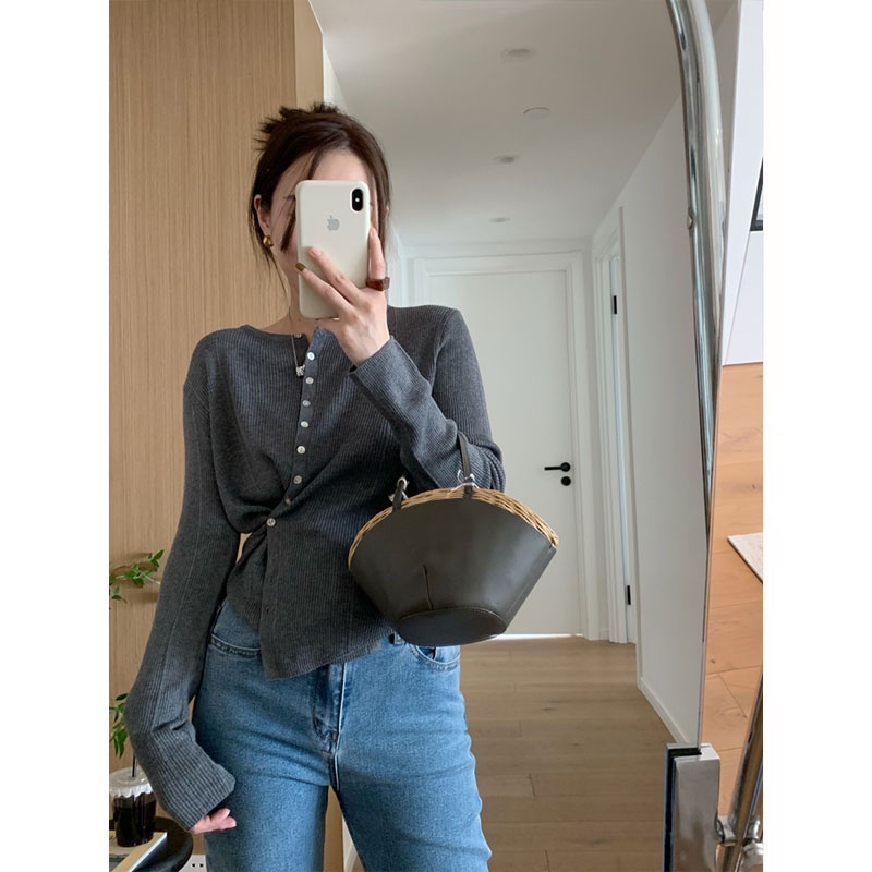 Áo Khoác cardigan Dệt Kim Dáng Ôm Phong Cách Hàn Quốc Thời Trang Cho Nữ