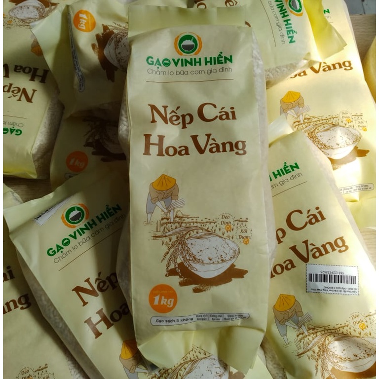 Gạo nếp cái hoa vàng túi 1kg- Nếp sạch 3 KHÔNG