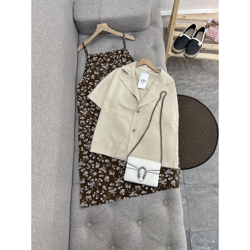 Sét Váy Nữ, Sét Váy Hoa Nhí 2 Dây Kèm Áo Vets Hot Trend Hàng QC Cao Cấp | BigBuy360 - bigbuy360.vn