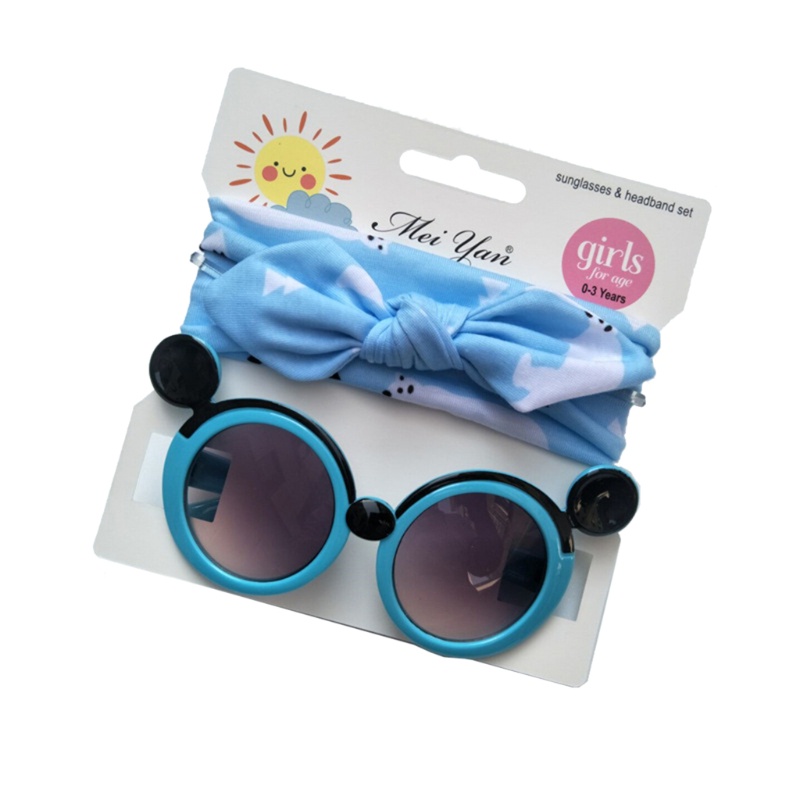 Set 2 Món Mắt Kính Thắt Nút Chống Tia UV In Họa Tiết Hoạt Hình + Băng Đô Làm Phụ Kiện Chụp Ảnh Cho Bé