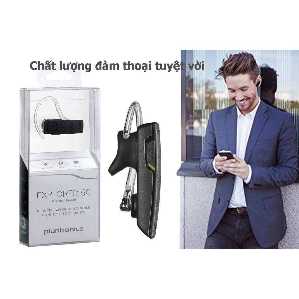 Tai Nghe Bluetooth Plantronics Explorer 50 kết nối 2 thiết bị đàm thoại 10h