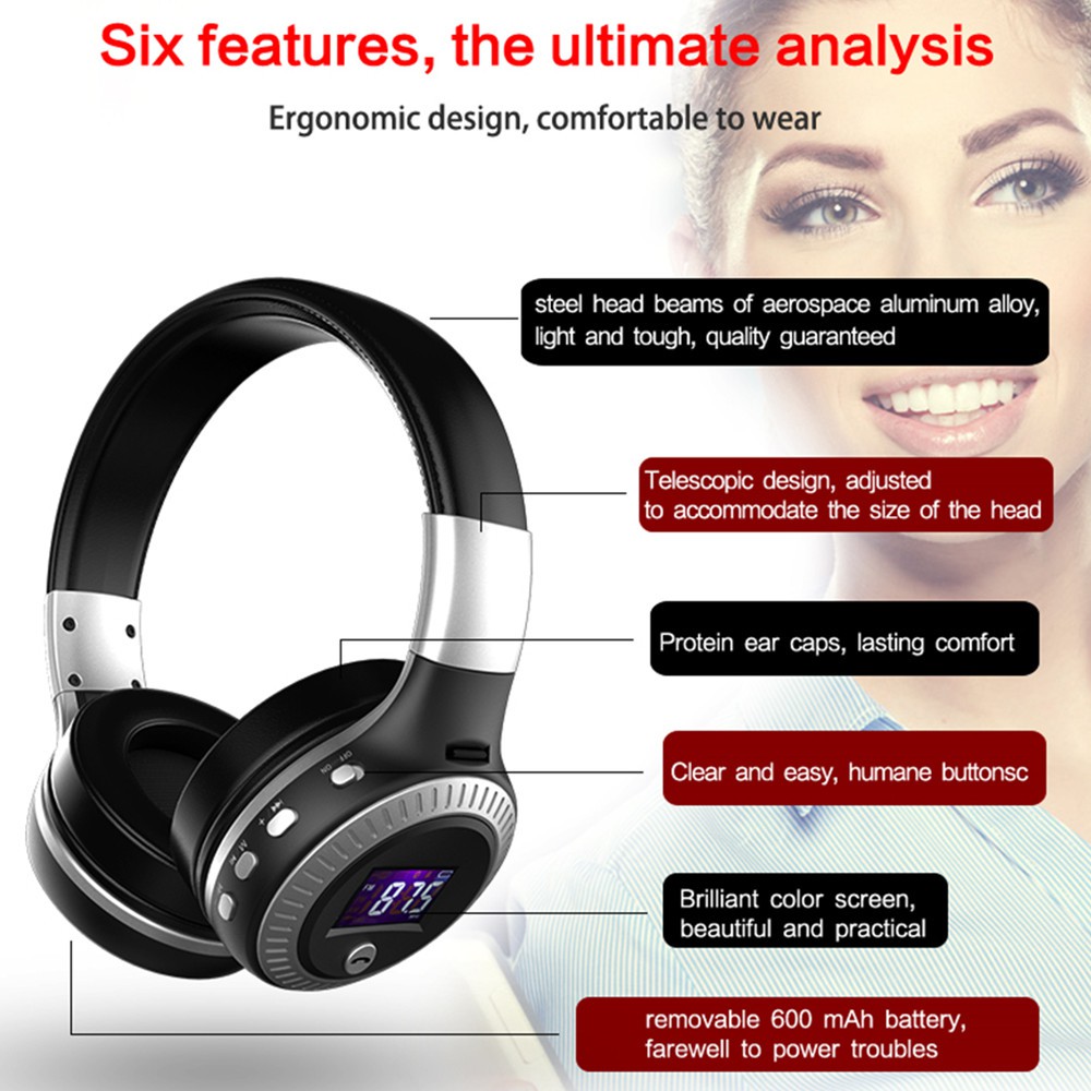 ZEALOT B19 Wireless Headphones with fm Radio Bluetooth Headset Stereo Earphone with Microphone for Computer Phone,Support TF,Aux