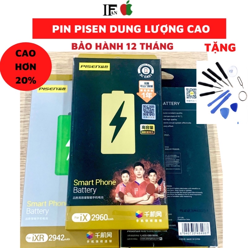 PIN PISEN DUNG LƯỢNG CAO/SIÊU CAO ĐIỆN THOẠI 6/6s/6plus/6splus/7/7plus/8/8plus/X/Xs/Xsmax