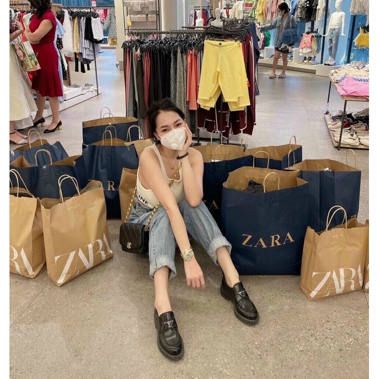 Giày Moca Prad Nữ đế 3p da bóng hàng fullbox, bill túi l1