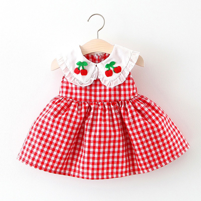 DUDUBABA Summer Casual Baby Girls Plaid Pattern Sleeveless Cute Dress 0~4 Years Old