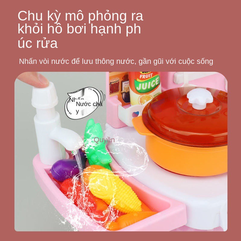 bộ đồ chơi trẻ em nhà bếp nấu ăn mô phỏng món sinh nhật Qiqiele Quà tặng bé trai và gái từ 3 đến 6 tuổi