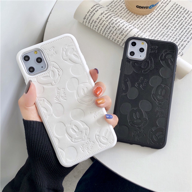 Ốp điện thoại da TPU mềm hoạt hình mickey dễ thương cho iPhone 12 Promax 7Plus 8 12 Mini X XS MAX XR 11 Pro Max SE 2020