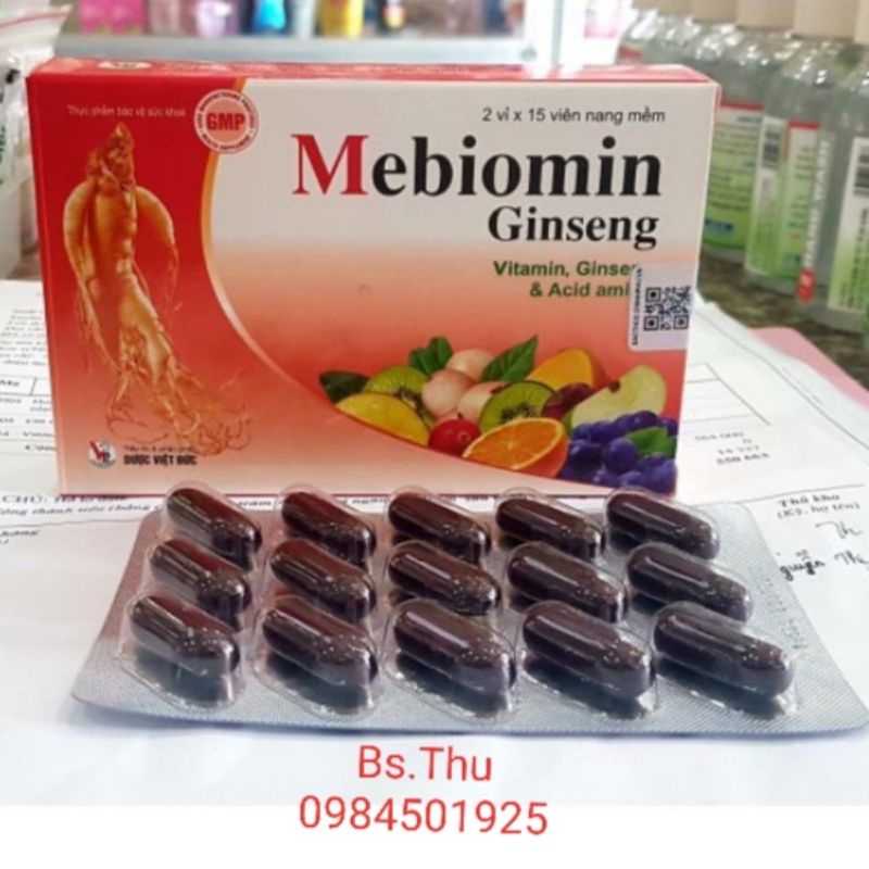 VIÊN BỔ NHÂN SÂM MEBIOMIN GINSENG hộp 30 viên bổ sung vitamin, đạm hỗ trợ tăng sức đề kháng, giảm mệt mỏi