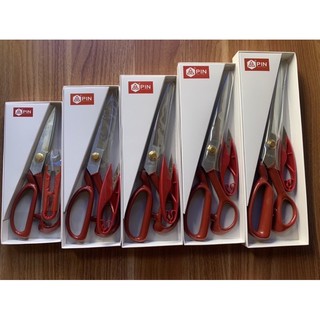 Kéo cắt vải hãng pin tay cầm đỏ lưỡi trắng cắt ngọt cầm sướng tay kéo có 5size từ 8,9,10,11,12inch