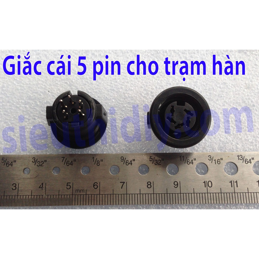 Giắc cái 5 pin bằng đồng vỏ nhựa DIY trạm hàn 936