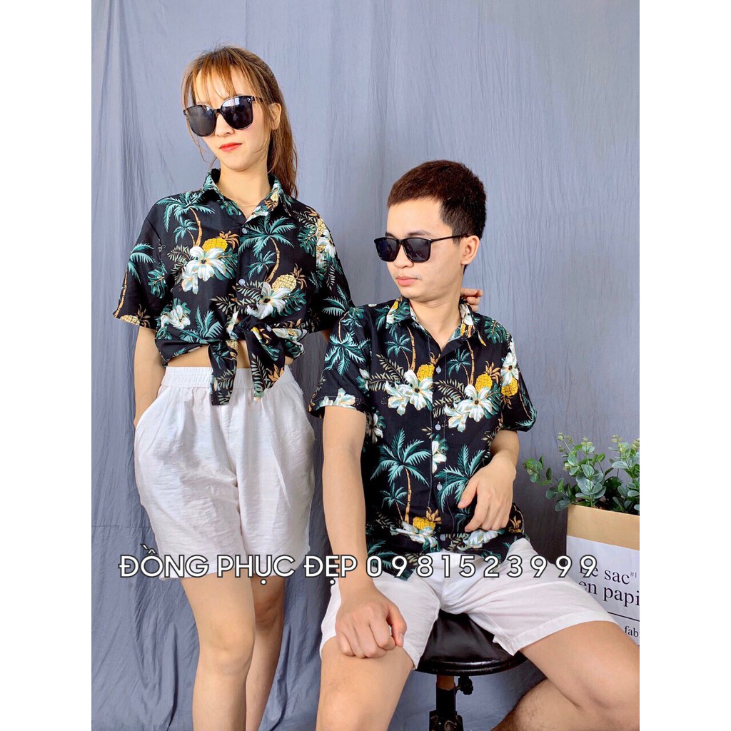 [SALE SOCK] Áo hoa quả pijamas đi biển hawaii, chụp kỷ yếu chất KATE THÁI loại 1