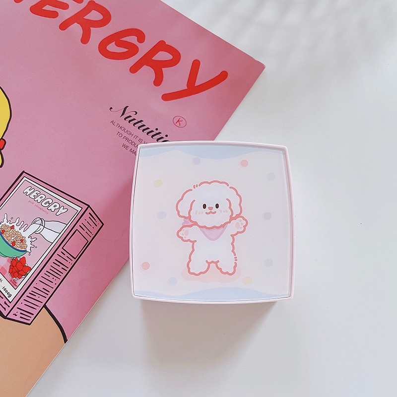 Khay Gương Lens Gấu Vuông Mẫu Mới - Case Đựng Lens