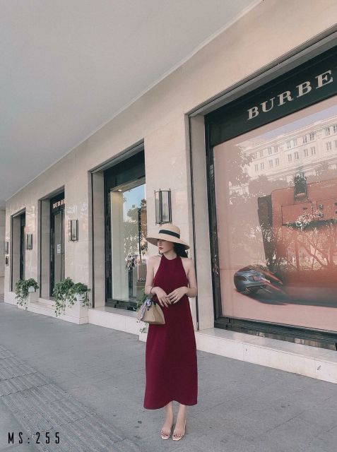 Đầm maxi cổ yếm hở lưng (4 màu) | BigBuy360 - bigbuy360.vn