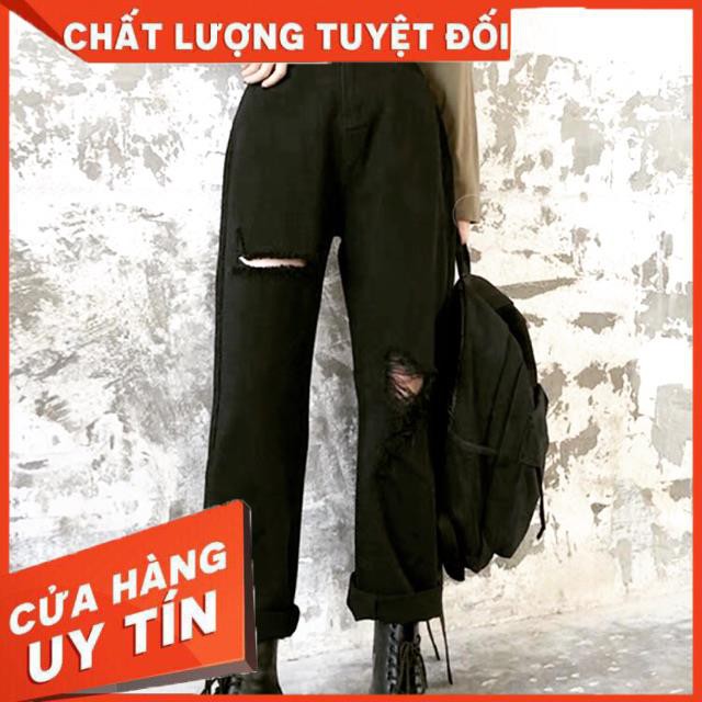 QUẦN JEANS BAGGY XUÔNG ĐEN RÁCH- jeans dày đẹp | WebRaoVat - webraovat.net.vn