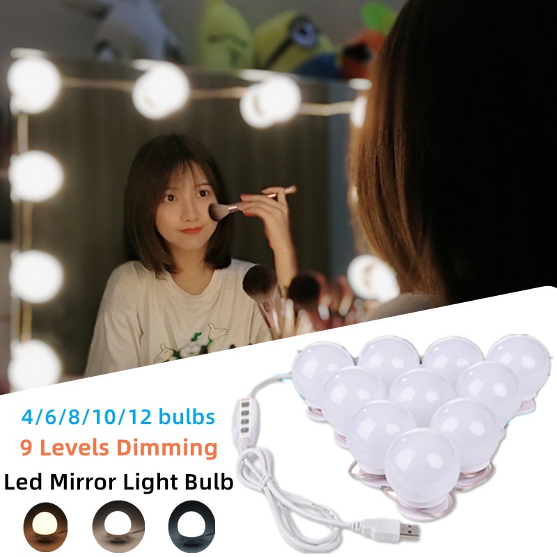 Đèn LED Licer gắn gương trang điểm có 3 màu và 9 cấp độ