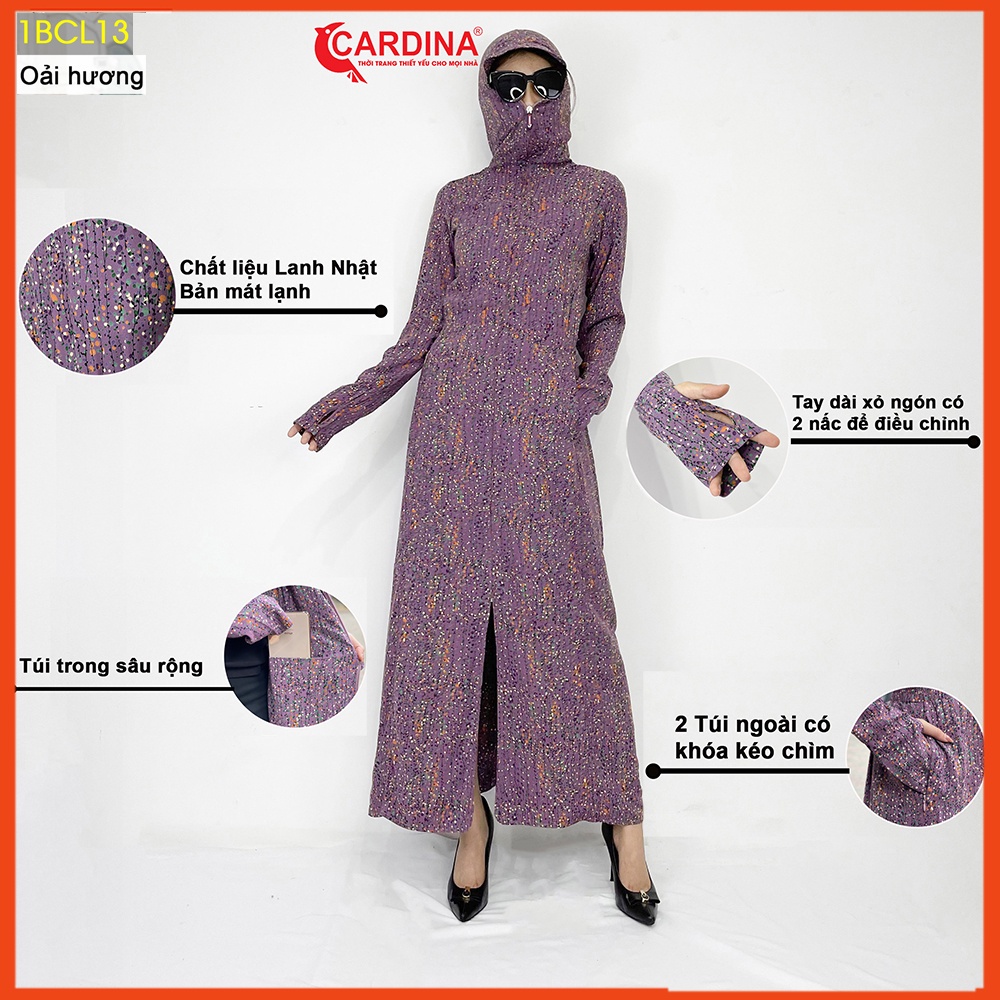 ✌Áo chống nắng nữ 2 lớp CARDINA chất lanh nhung dáng dài liền thân cao cấp mềm mại tia UV 1BCL. | BigBuy360 - bigbuy360.vn