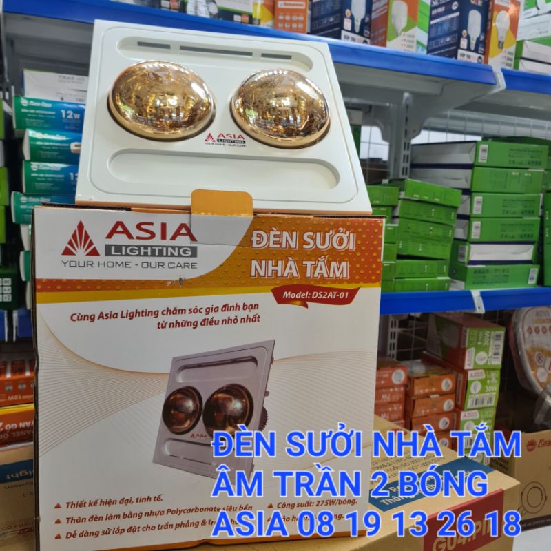 Đèn Sưởi Âm Trần nhà tắm Asia 2 bóng cao cấp, công suất 550w, bảo hành 2 năm.