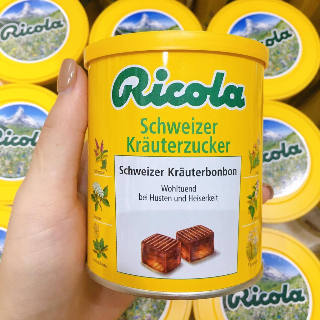 Kẹo Ngậm Giảm Ho Khàn Giọng Thảo Dược Ricola Đức hộp 250g 3/2026