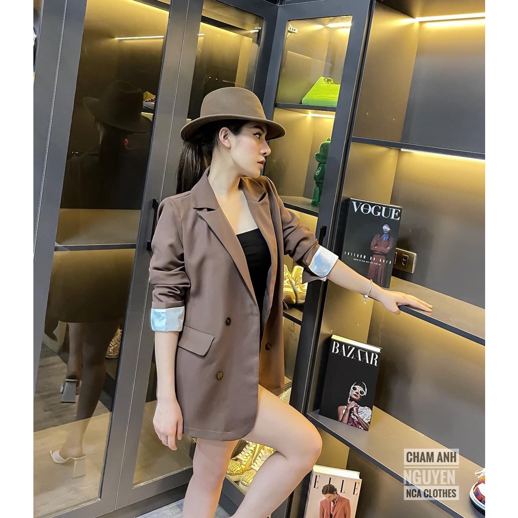 Áo blazer vest nữ cổ vest tay dài phối viền trắng mang đi chơi đi học siêu cá tínhI Trần Hân Shop  2005859