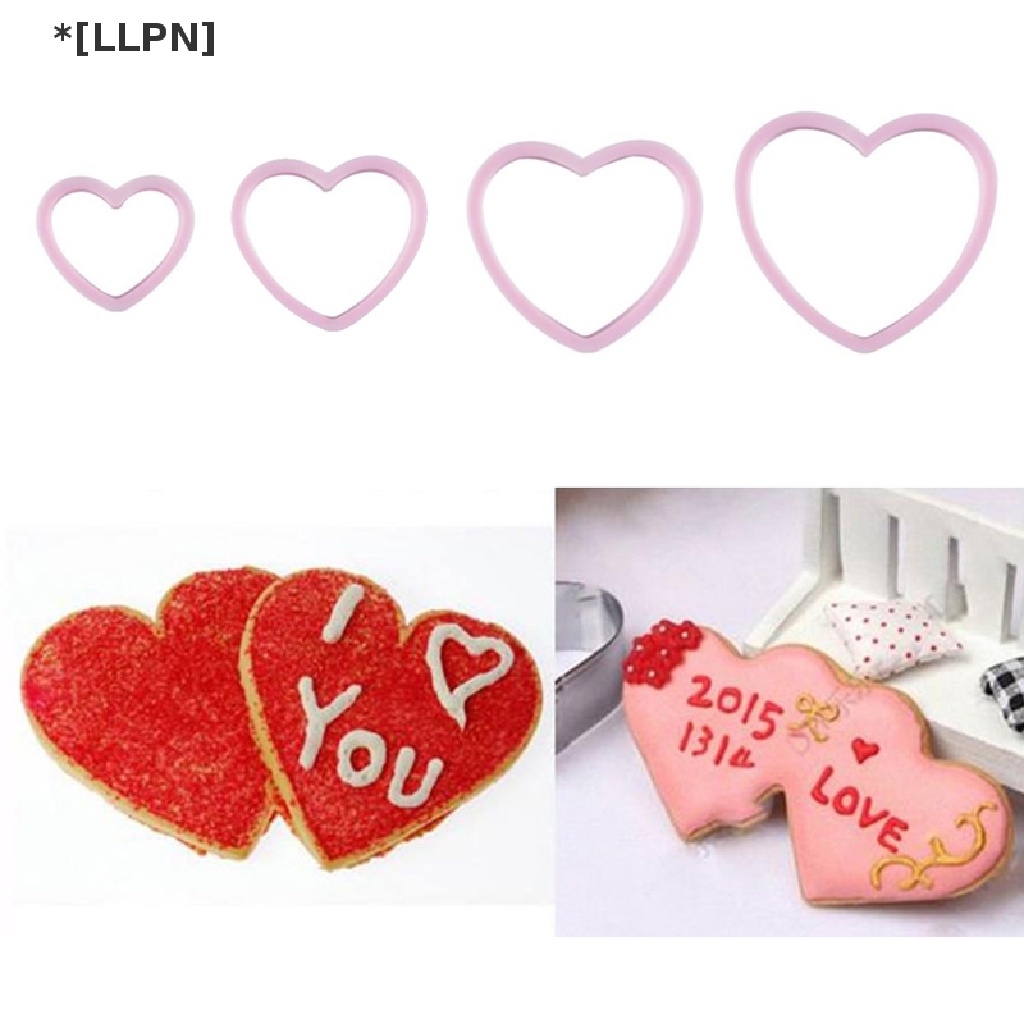 Set 4 Khuôn Nhựa Làm Bánh Hình Trái Tim