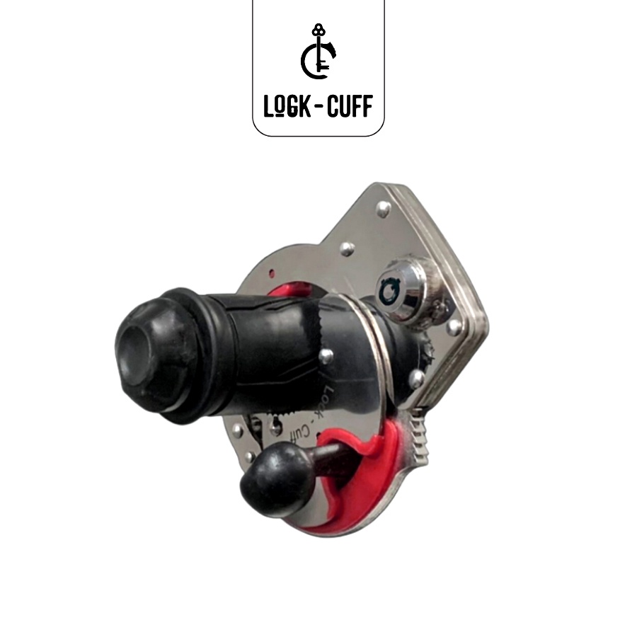 Khóa xe máy chống trộm Lock-Cuff bản Crôm mạ Cacbon cao cấp có Viền nhựa bảo vệ - màu Đỏ