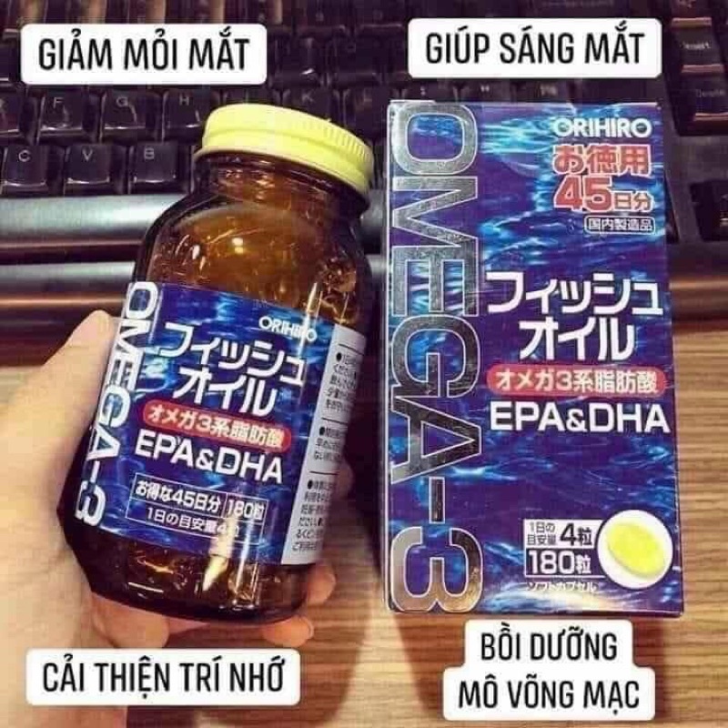 Viên dầu cá omega 3 hỗ trợ tim mạch Orihiro 180 viên - Hàng chính hãng